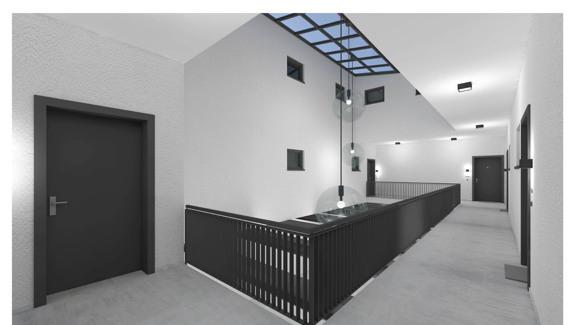 Illustrative Atrium-Innenperspektive aus dem Entwurf